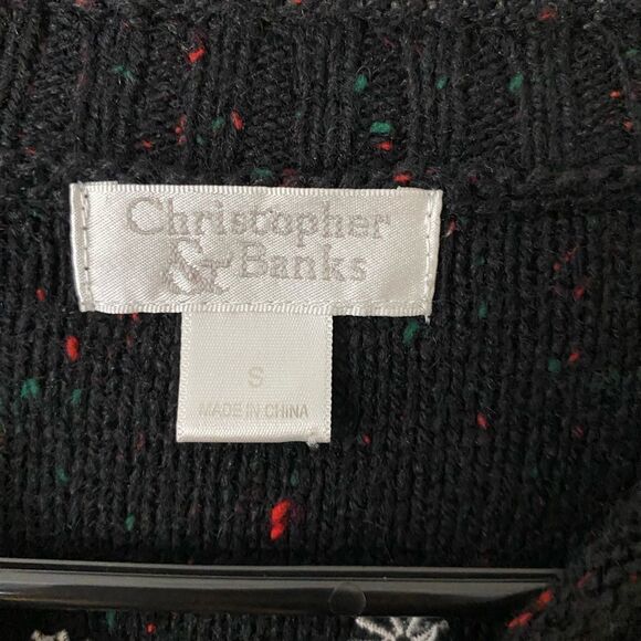 Christopher & Banks Women's S Black Santa Christmas Pullover Sweater - Picture 3 of 10
